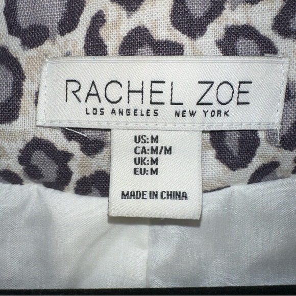 Rachel Zoe Womens Medium Linen Blend Leopard Animal Print Boho Open Front Blazer - Picture 3 of 9